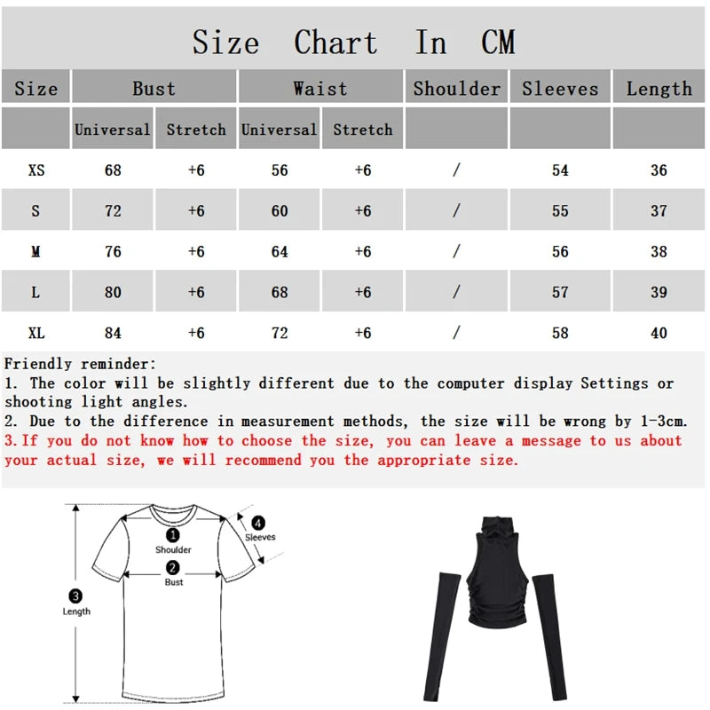 Woman Clothes Fall 2025 Tank Top Sleeve Cover Sleevless Side Pleats Turtleneck T-shirt  Sexy Ribbed Knitted Tops Y2k 2529
