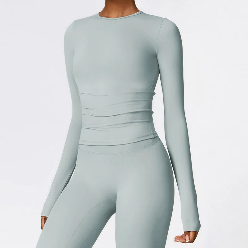 Autumn/Winter Sports Long Sleeved Shirts Women Casual Outdoor Top Gym Fitness Wear T-shirt  Yoga Shirt Push Up Workout Clothes