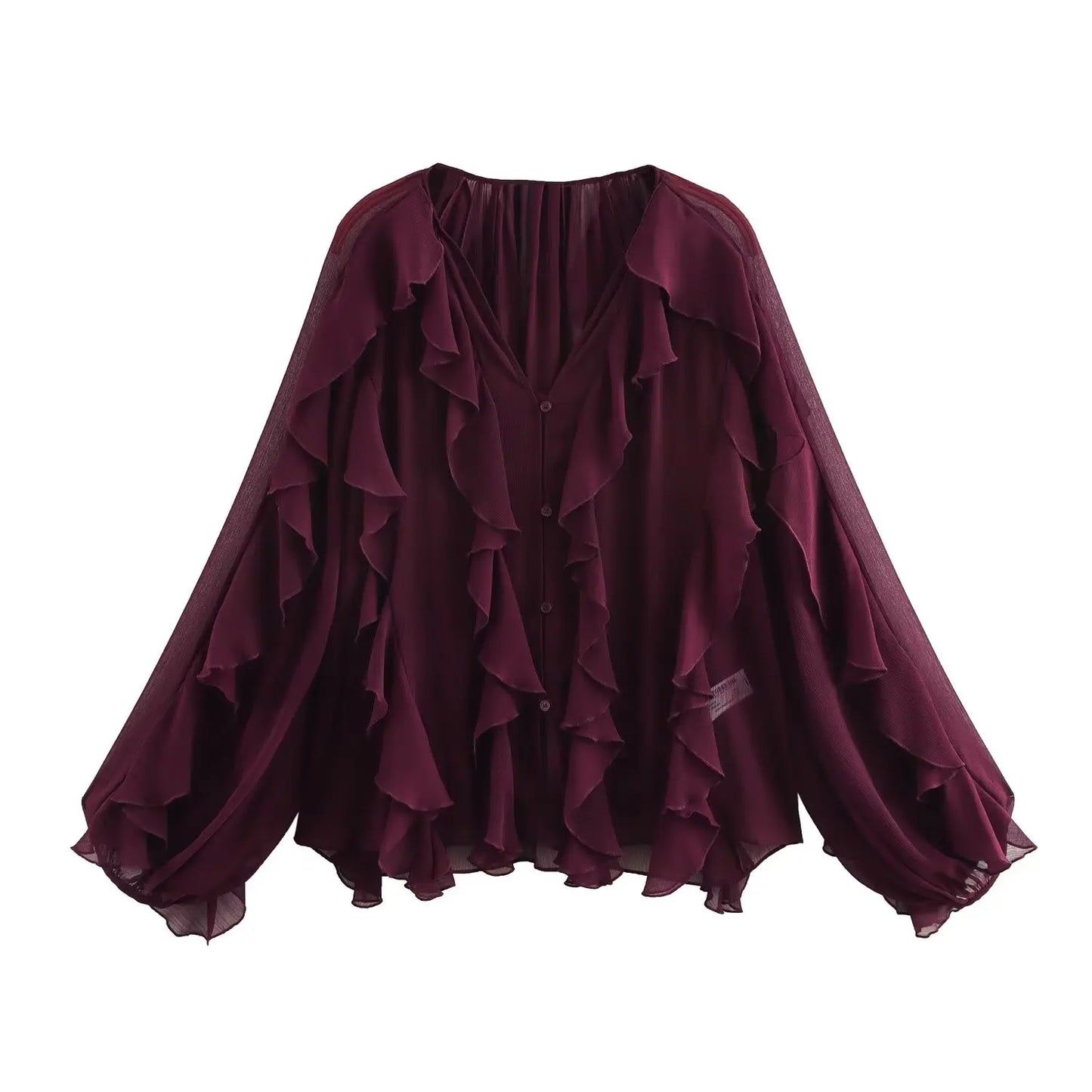 Women Casual Ruffled Shirt Women Loose Lace Up Hollow Out V Neck Tops Spring Blouses Women Clothes 4786063