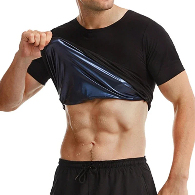 Men Sauna Sweat Shirt Hot Polymer Corset Compression Waist Trainer Shirt Workout Tank Top Weight Loss Body Shaper Slimming Vest