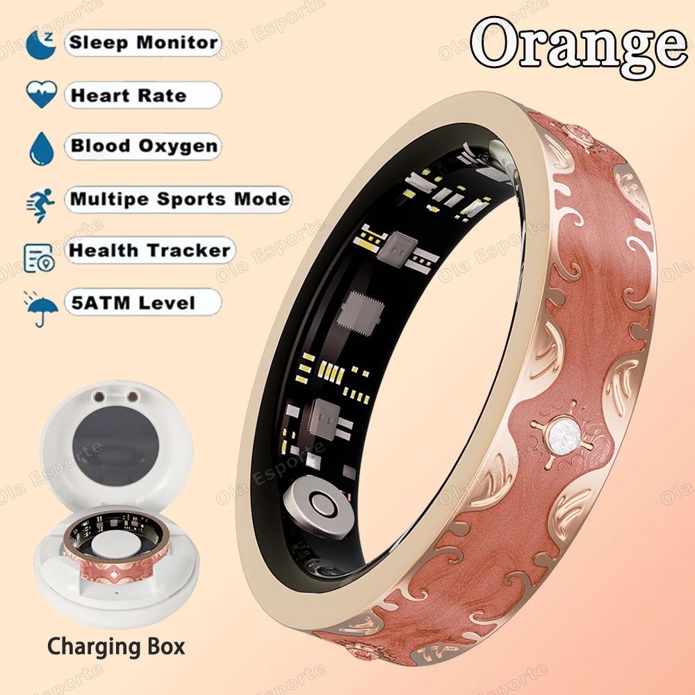 New Diamond Fashion Various Colors Available Women Smart Ring With Box Waterproof Lady ring Heart Rate Health Monitor Sport Ring