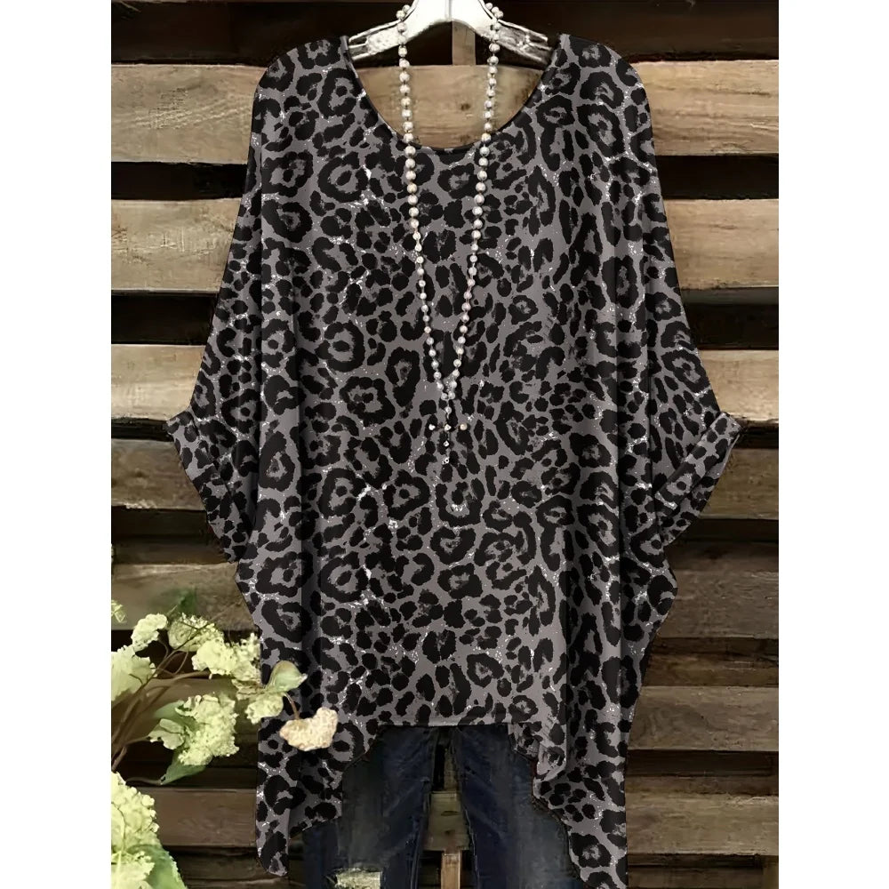 2025 New Women's T-Shirt Fashion Leopard 3D Print Tops Summer Sexy Round Neck Short Sleeve Tee Street Casual Loose Woman Clothes