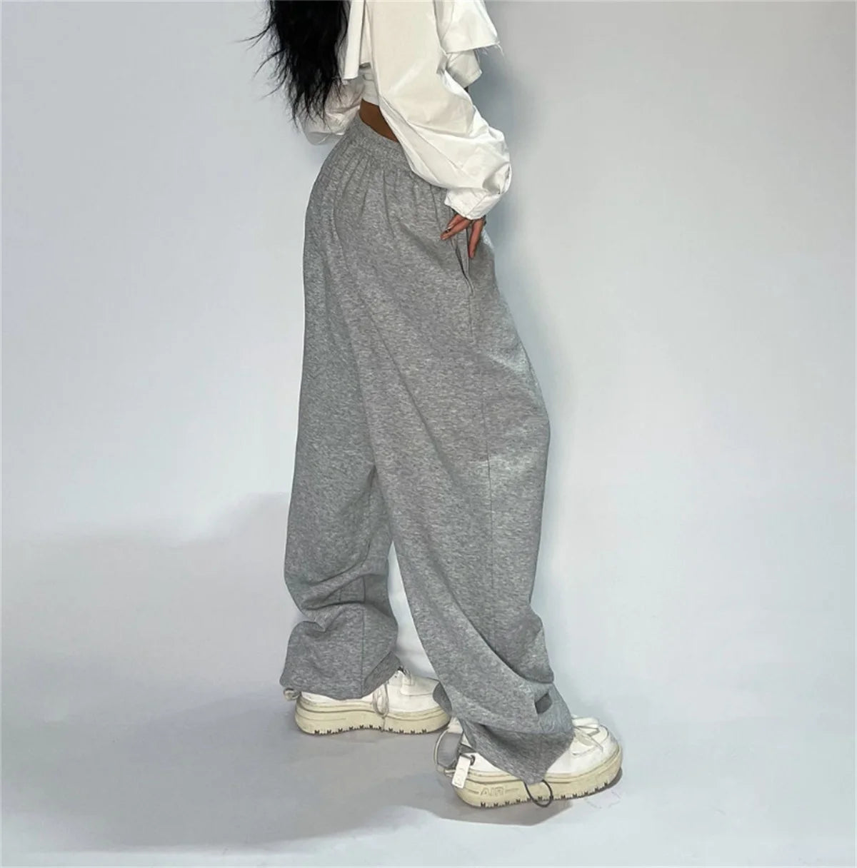 Women Harajuku Wide Leg Sweatpants 2025 Spring Fall Solid Fashion Sport Pant Female Casual Oversize Clothes Lady Baggy Trousers