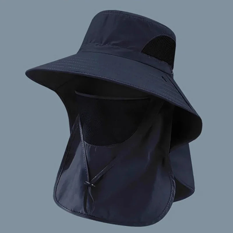 Summer Sun Hats UV Protection Outdoor Hunting Fishing Cap For Men Women Hiking Camping Visor Bucket Hat Neck Flap Fisherman Hat