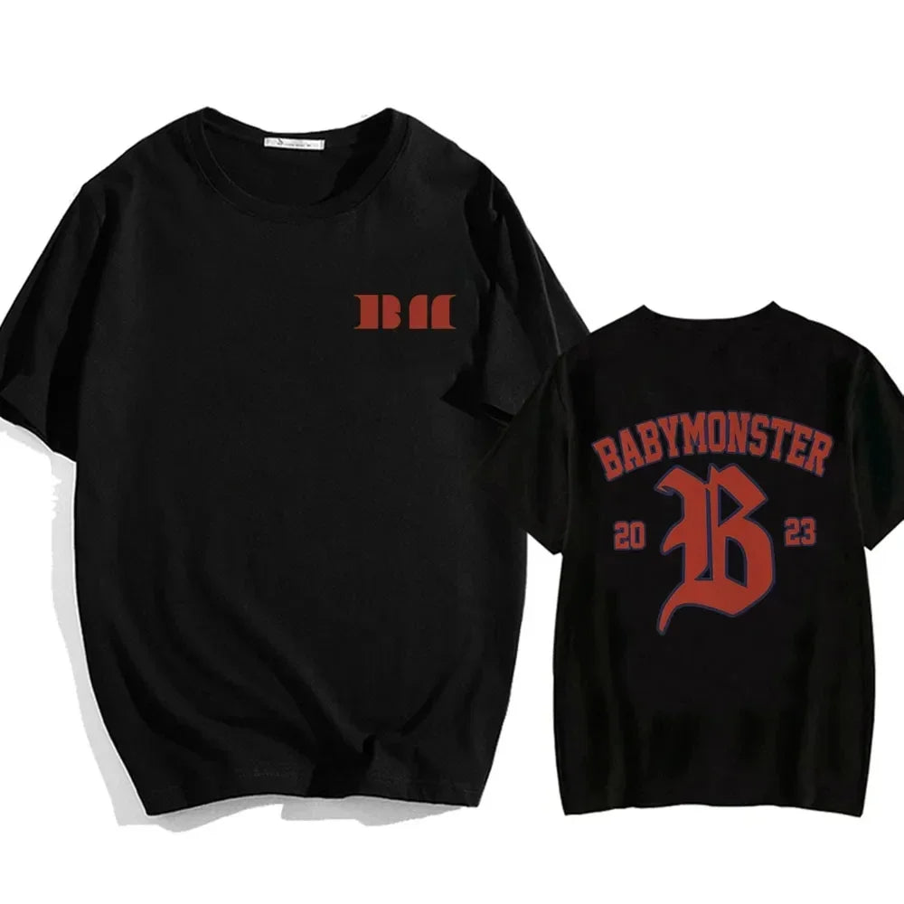 BABYMONSTER Kpop Band T-shirt Korean Fashion Summer Printing Tee-shirt Short Sleeve Comfortable Tshirts Womens Clothes