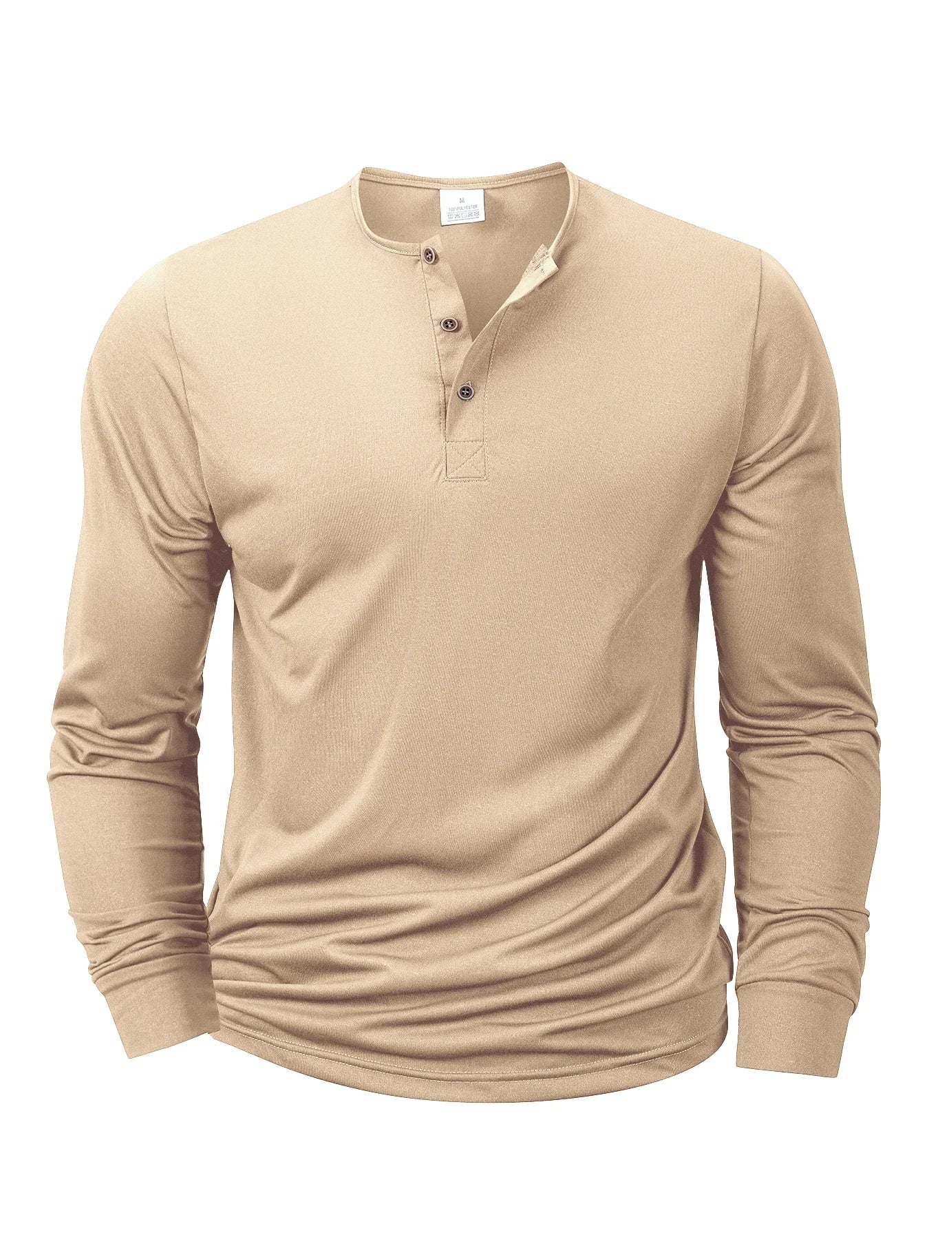 Men's T Shirt Autumn Button Long Sleeve Henley Neck T-Shirt Solid Color Casual Breathable Versatile Tops Fashion Slim T-Shirts
