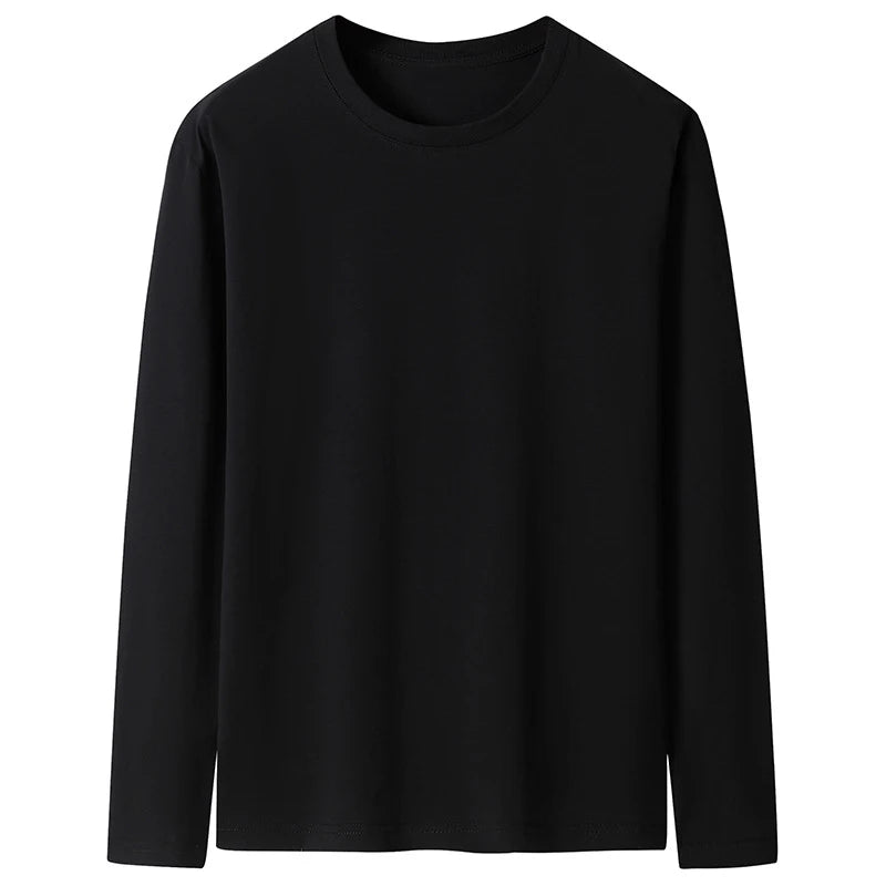 100% Cotton Long Sleeve T shirt For Men Solid Spring Casual Mens T-shirts High Quality Male Tops Classic Clothes Men's T-shirts