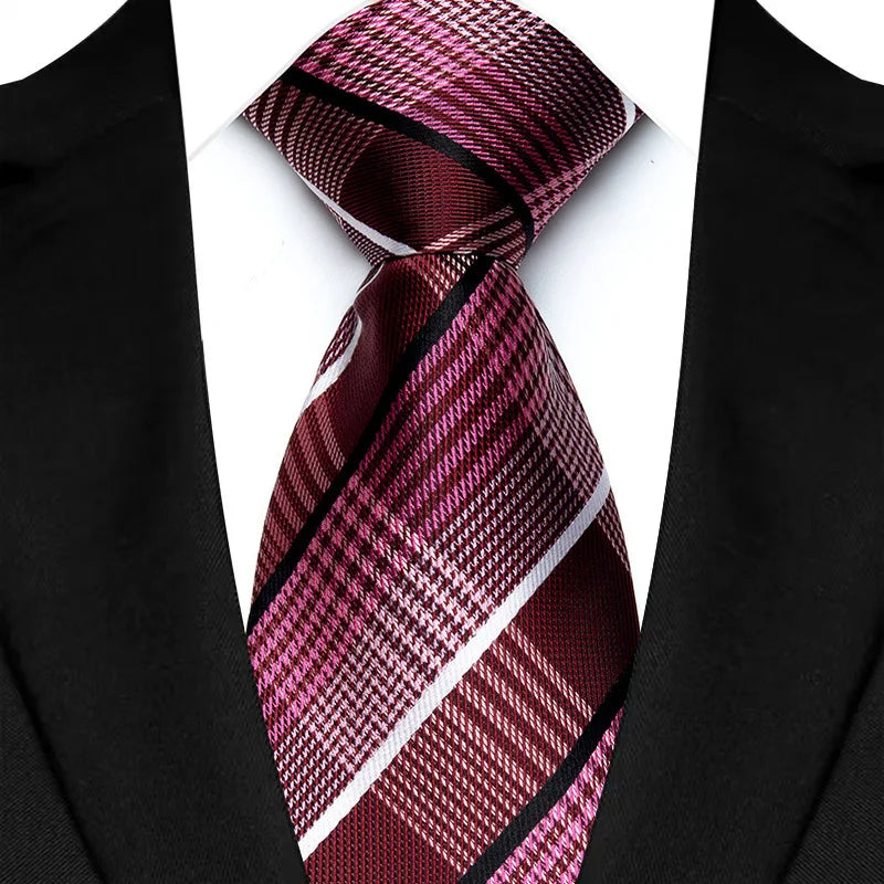 New Design Wedding 8CM Men Tie Dark Red Striped Paisley Flower Neckties For Men Business Party Groom Collar Accessories Gift
