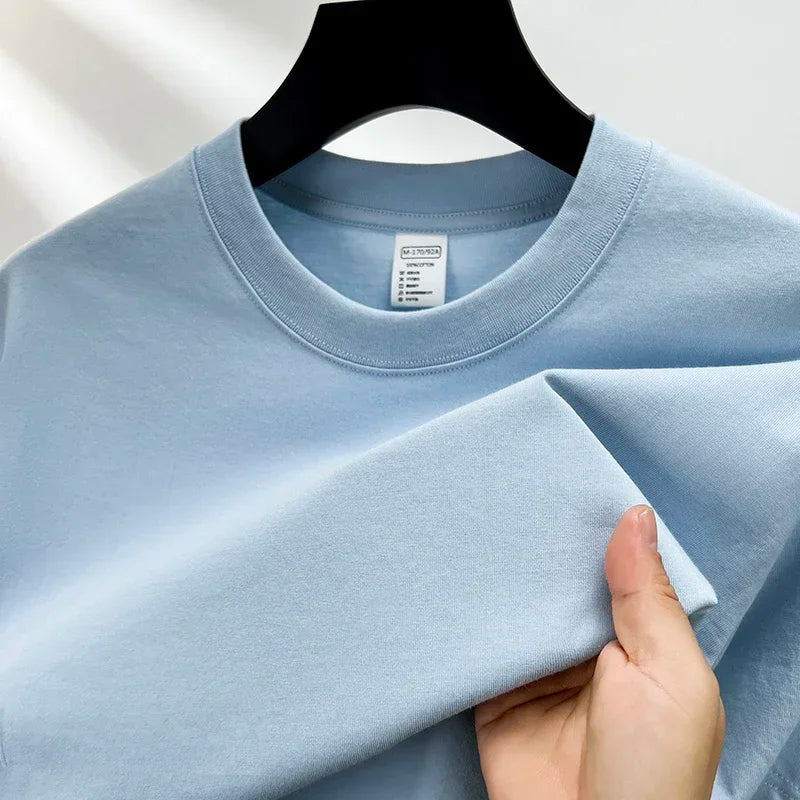 Summer  100% Pure Cotton Men's Short Sleeve Round Neck Fashionable Style Half Sleeved Top Breathable T Shirt Short Sleeve