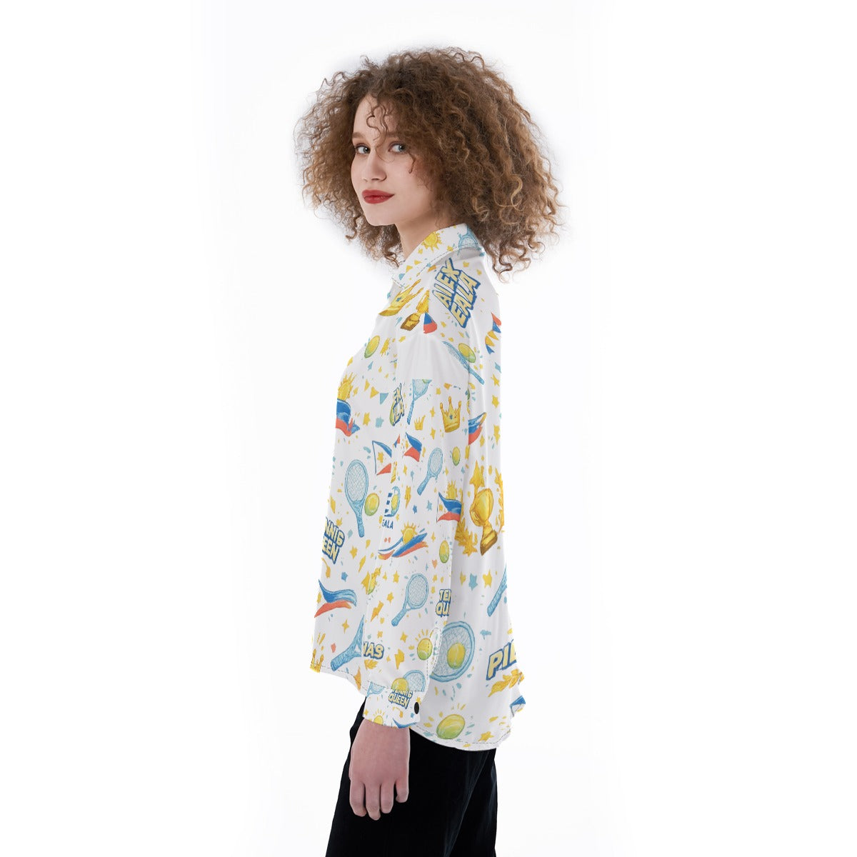 All-Over Print Women's Satin Shirt