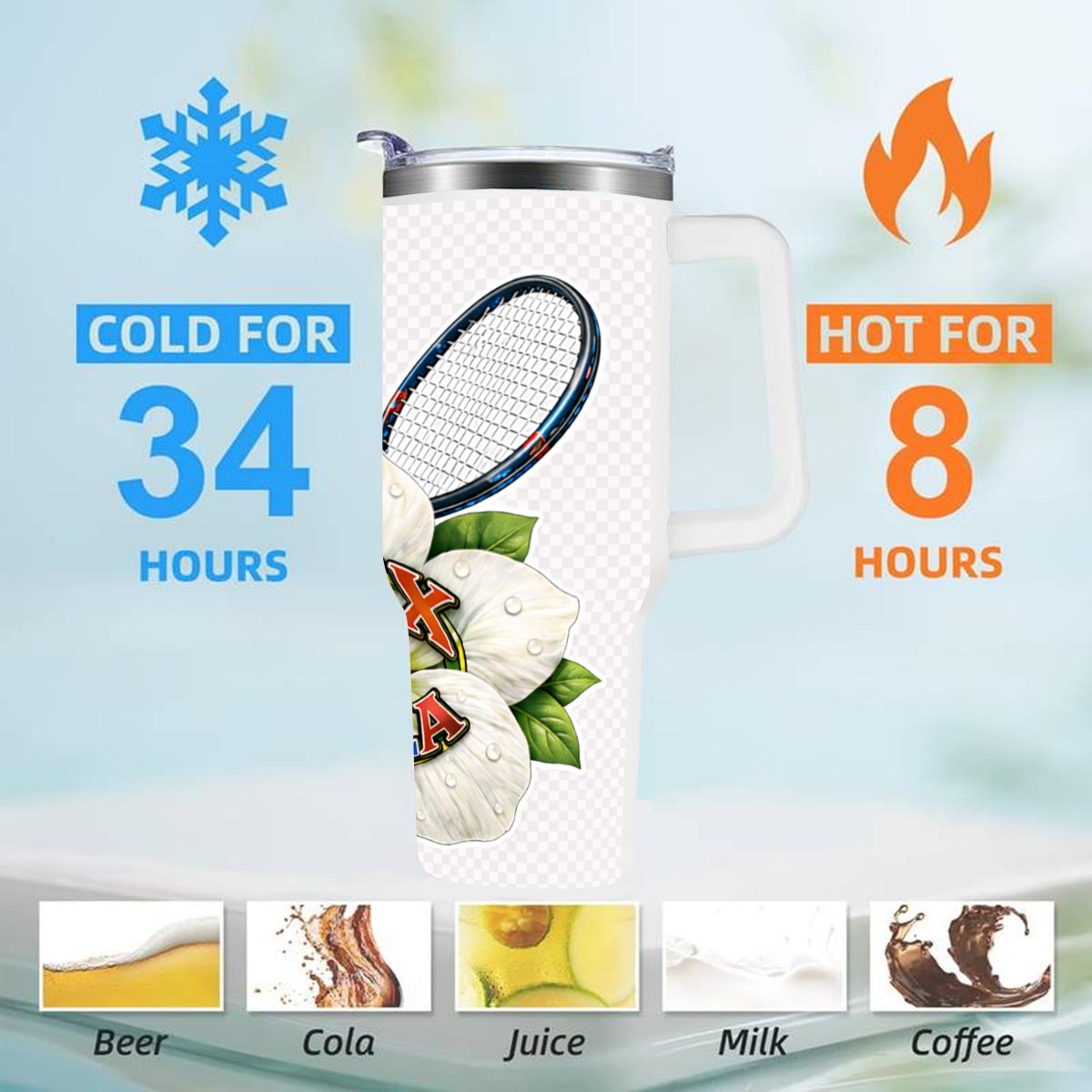 40 oz Tumbler With Handle Printed in USA