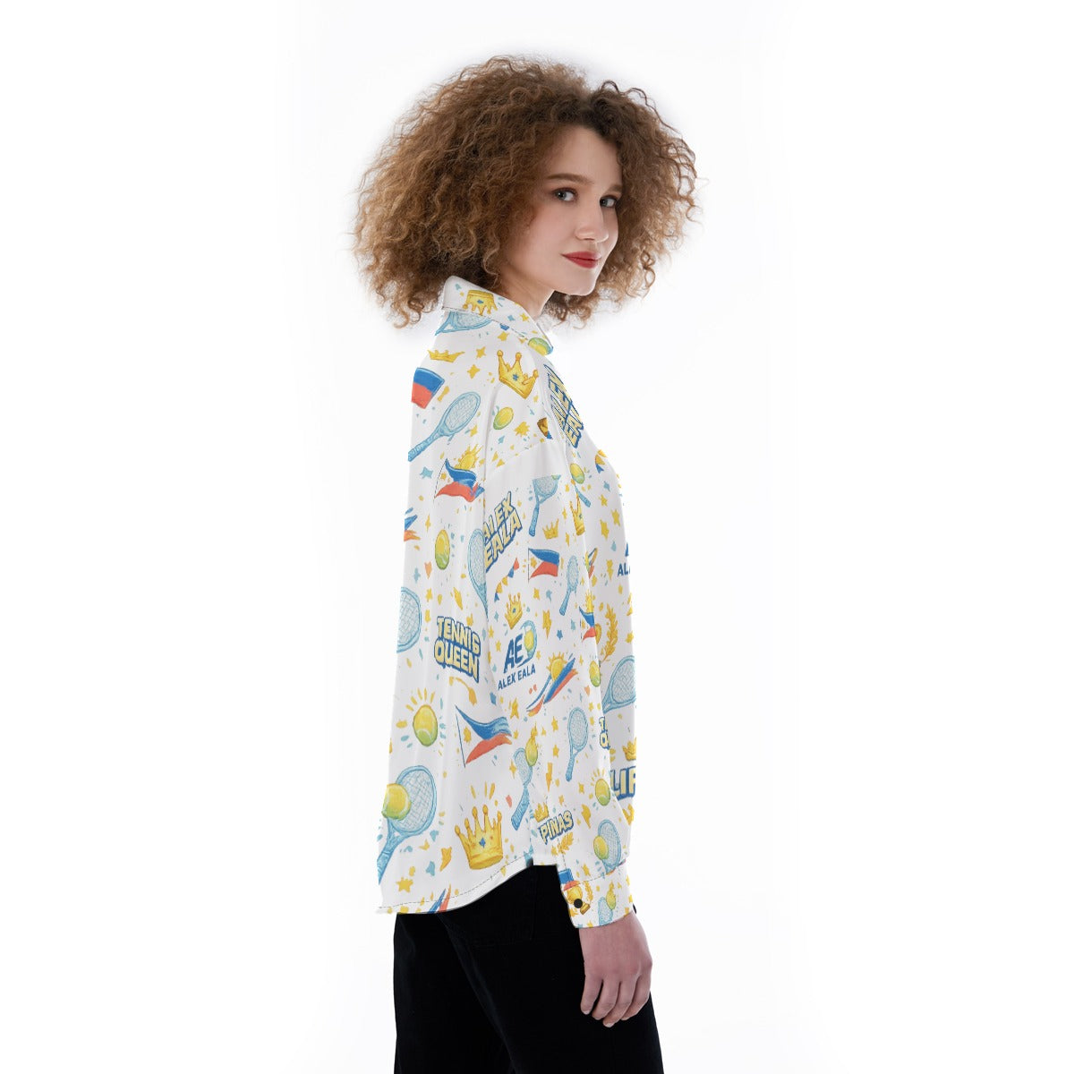 All-Over Print Women's Satin Shirt