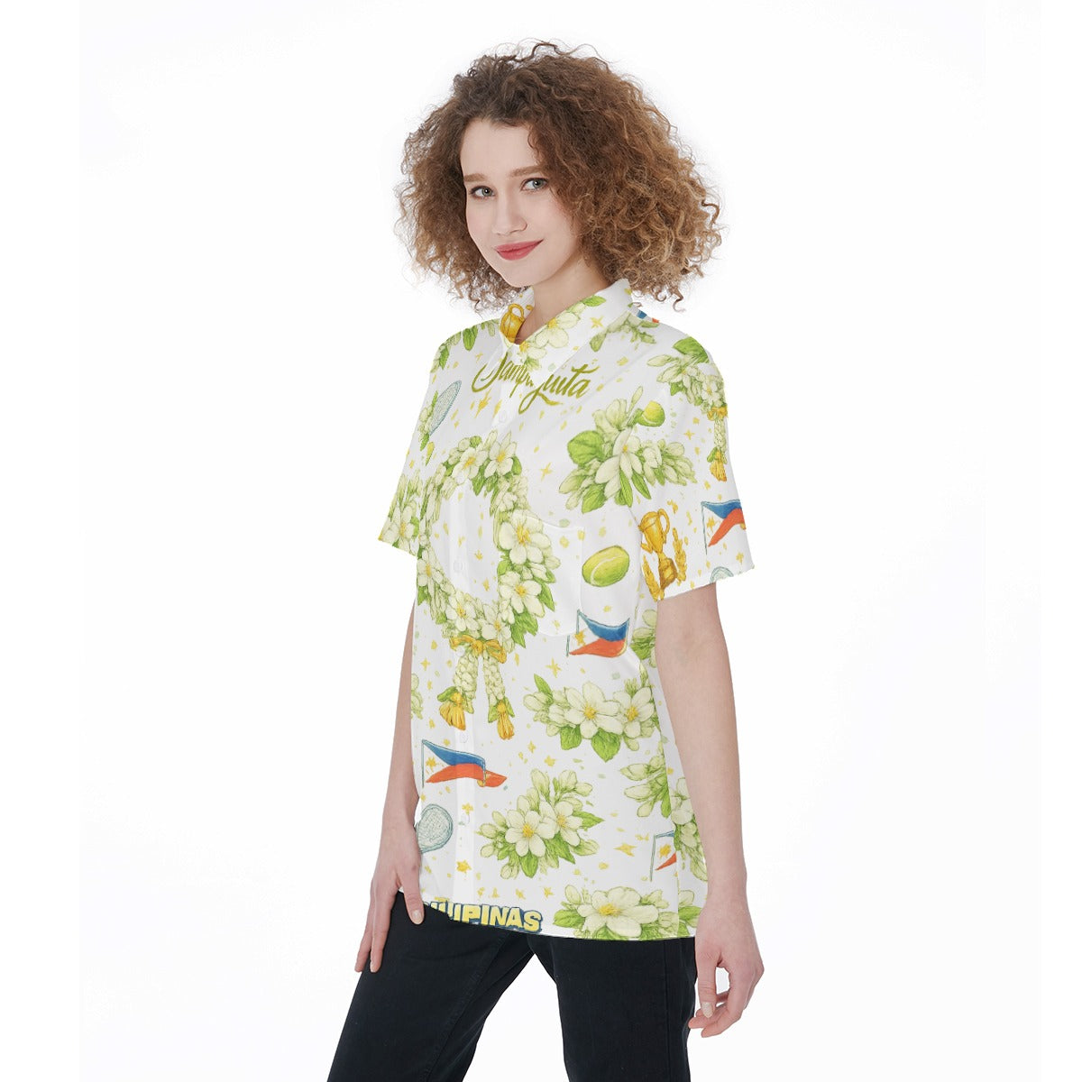 All-Over Print Women's Short Sleeve Shirt With Pocket