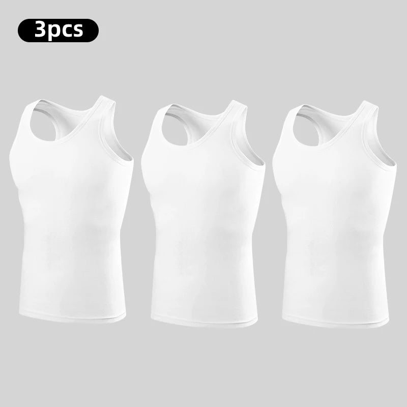 1 Pack Four Seasons Men's Cotton Joker Vest Teenagers Simple Fit Sports Fitness T-shirt Middle-aged Casual Sleeveless Shirt