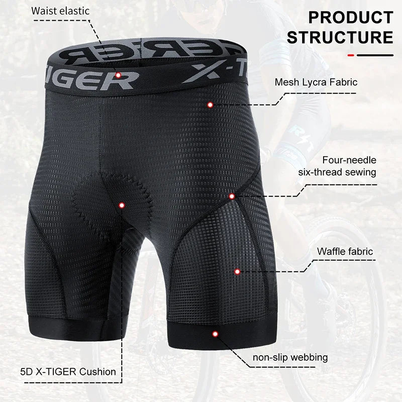 X-TIGER Breathable cycling shorts Pockets Gel padded Reflective Bicycle MTB underwear Sports Leisure Pants Cycling clothing