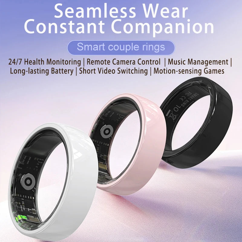 R12 Smart Ring with Charging Case ceramic ring Waterproof Women Health Ring Heart Rate Sleep Monitor Gesture Control SmartRing