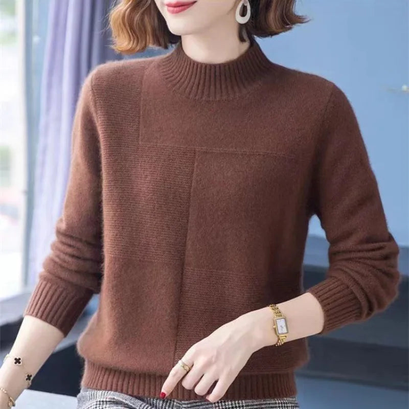 Pull Hiver Femme New Half High Collar Knitting Warm Sweater Clothes For Women Autumn Winter Wool Knitwears Bottoming Tops Female