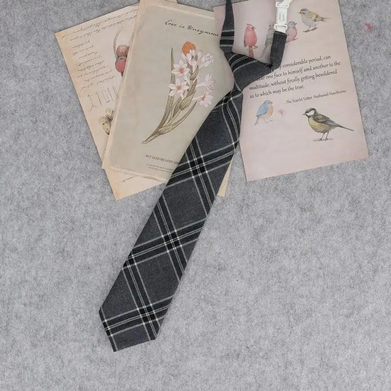 Lazy JK Ties Women Plaid Neck Tie Girls Japanese Style for White Shirts Uniform Cute Necktie Plaid School Boys Ties Accessories