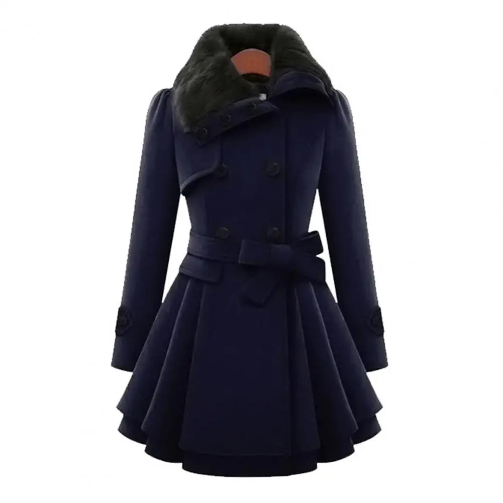Winter Women's Jacket Windbreaker Warm Plush Thick Clothes Double Breasted Belt Autumn and Winter Korean Style Slim Lapel Coat