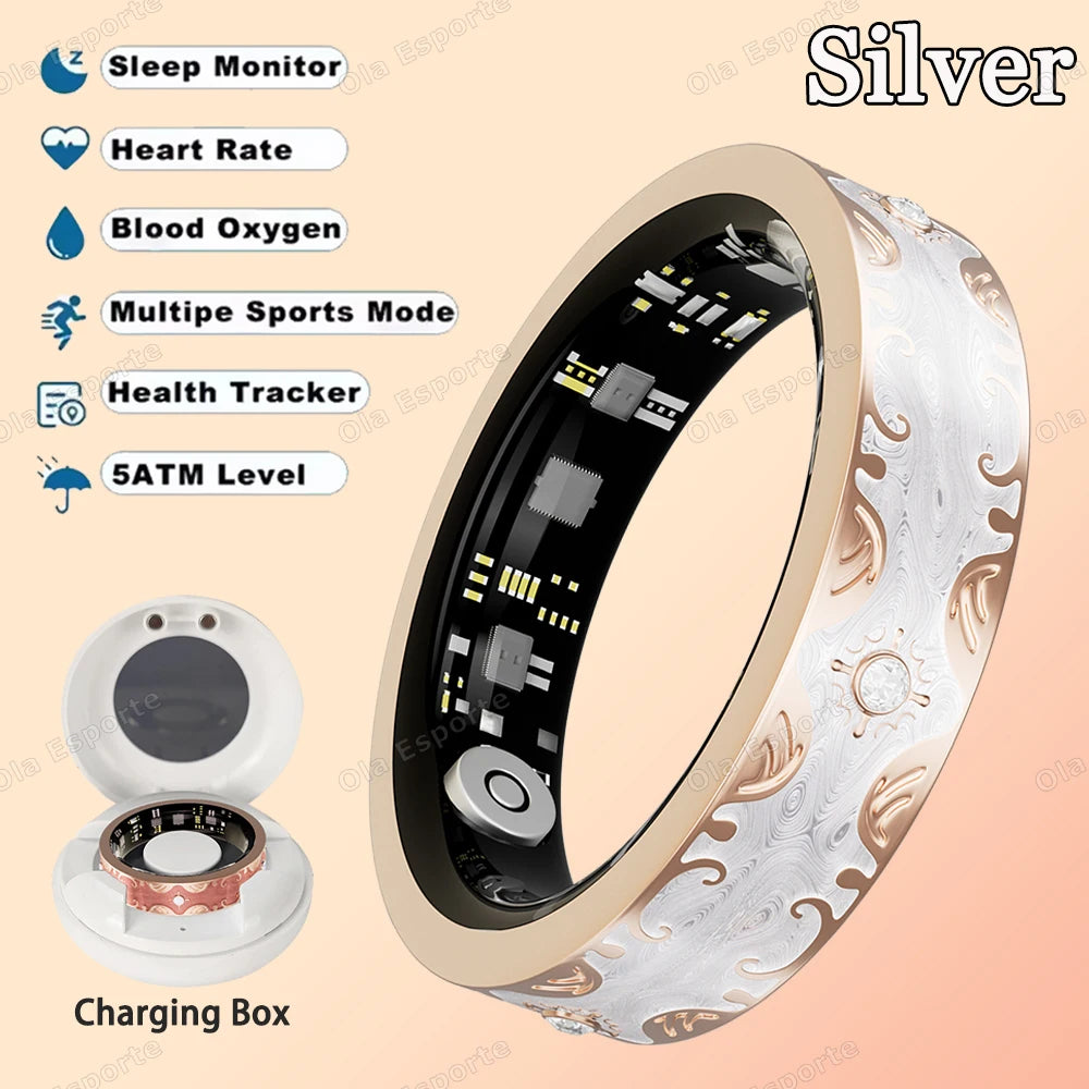 New Diamond Fashion Various Colors Available Women Smart Ring With Box Waterproof Lady ring Heart Rate Health Monitor Sport Ring