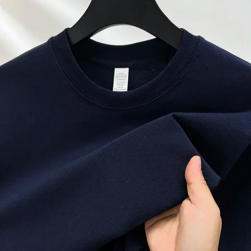Summer  100% Pure Cotton Men's Short Sleeve Round Neck Fashionable Style Half Sleeved Top Breathable T Shirt Short Sleeve