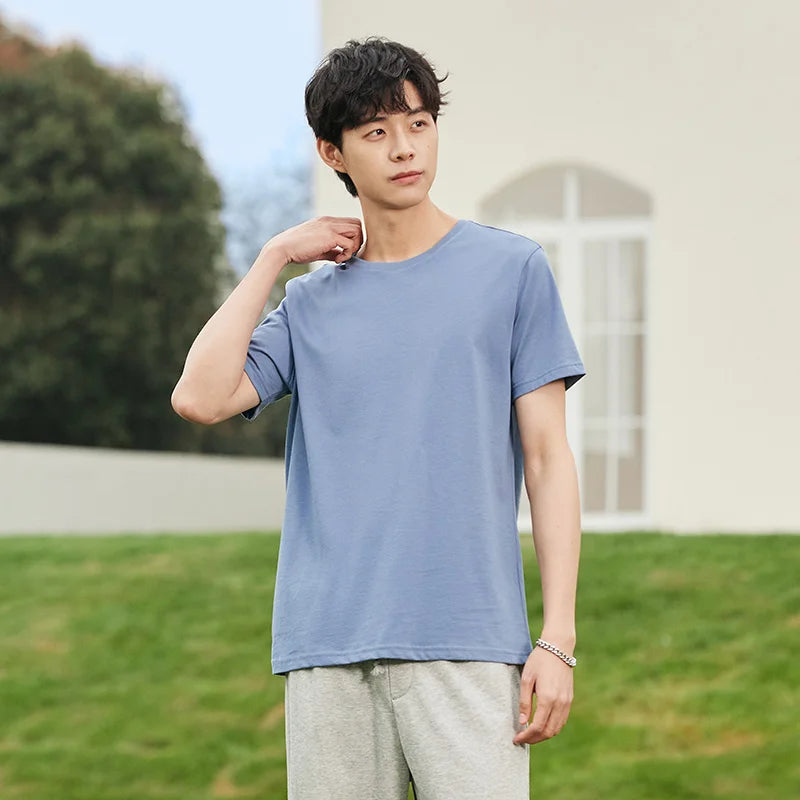 Semir Summer Cotton T Shirts Men 2025 Simple O Neck Stretch Solid New Tops Clothing Casual Tshirt Man Streetwear Cool Tee Shirts