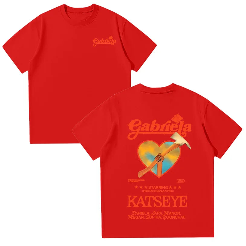 Top Fashion O-neck High Street Tshirt Clothes Katseye Gabriela Summer T Shirts Women Short Sleeve Aesthetic Clothes