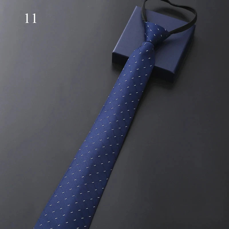 Elegant 8CM Lazy Ties Blue Black Red Striped Men Shirt Business Dress Zipper Tie Neckties Vestisens Accessories Wedding Groom