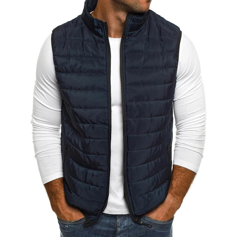 Men' Sleeveless Vest Jackets Winter Fashion Male Cotton-Padded Vest Coats Men Stand Collar Warm Waistcoats Clothing