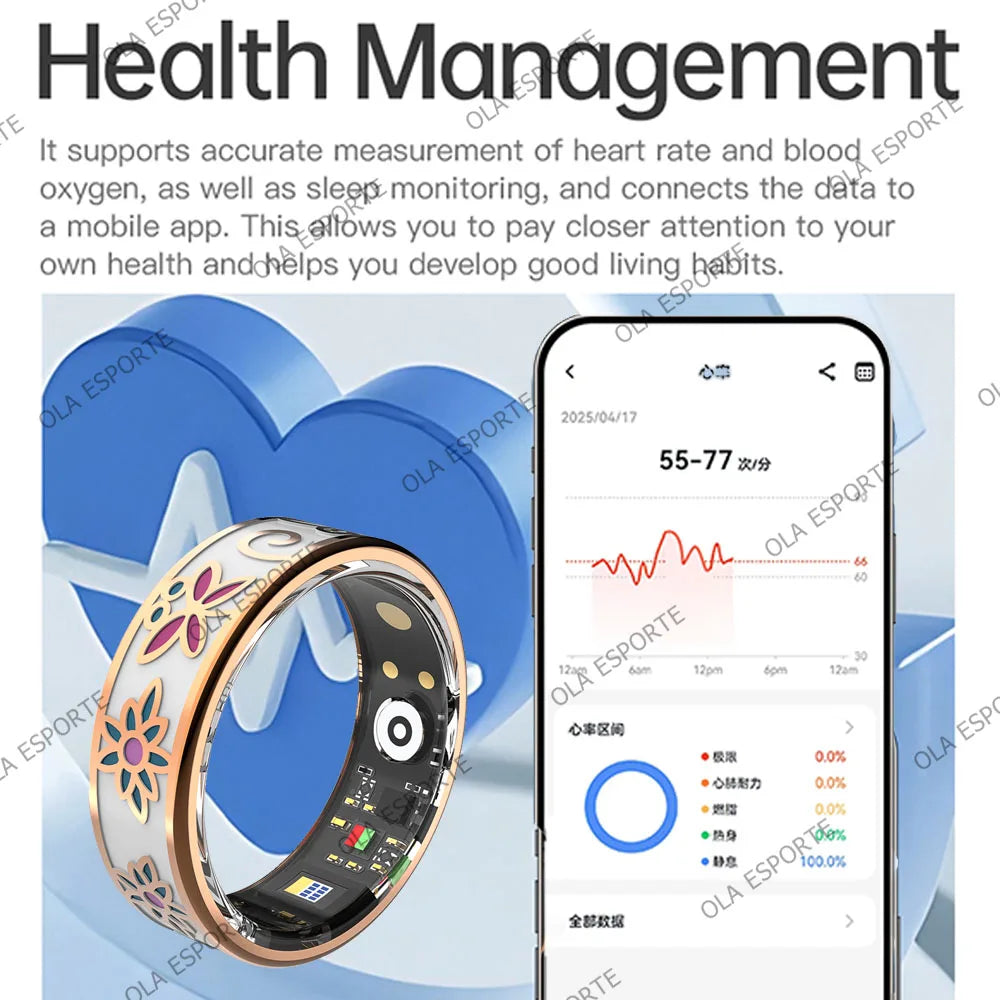 New2026 Smart Ring Color Enamels Women Female Stainless Steel Intelligent Finger Rings IP68 Waterproof Smartring Fitness Tracker