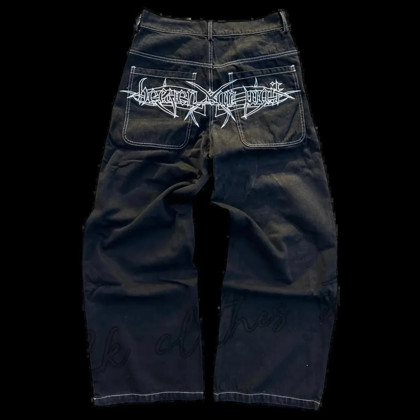 Vintage Jeans Y2K Clothes Men Women Gothic Hip Hop Pocket Embroidery Retro Blue Baggy Jeans High Waist Slim Fit Flare Trousers