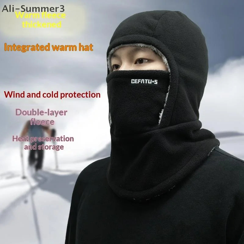 Fleece Balaclava Cycling Cap Cold-proof Windproof Warm Hood And Hat Thicken Thermal Ski Windproof Cap Women Men