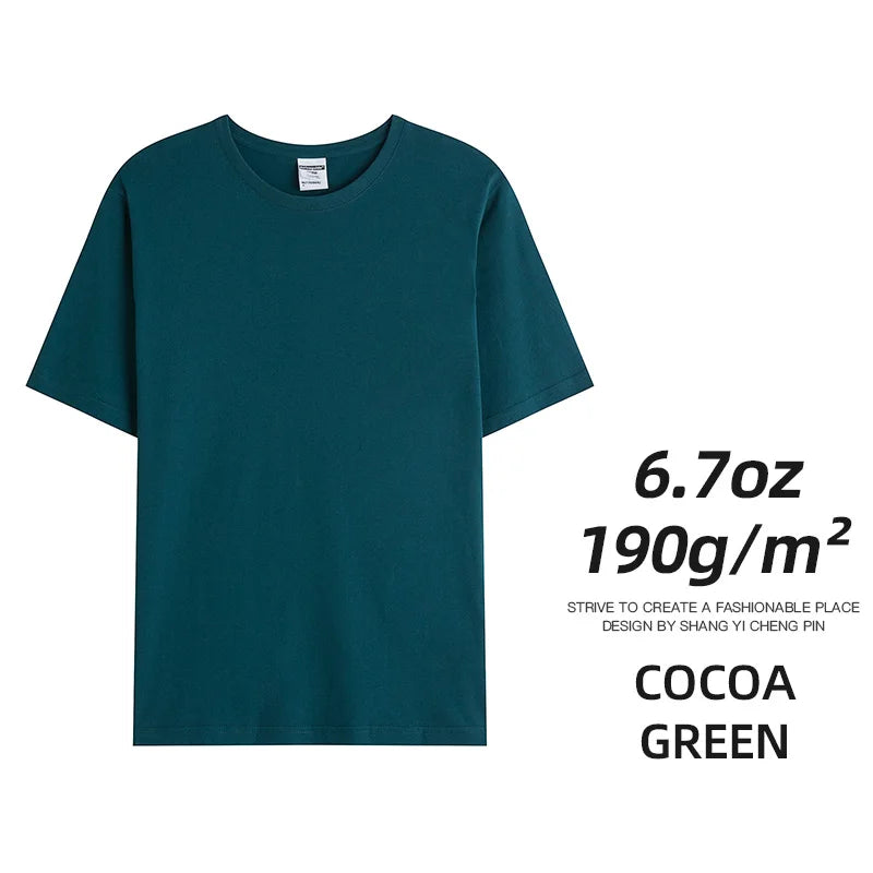 6.7oz 190gsm Combed Cotton Tees Tshirts Mens Solid Tops Woman Male Custom Team Uniform Class Clothes Summer Brand Customization