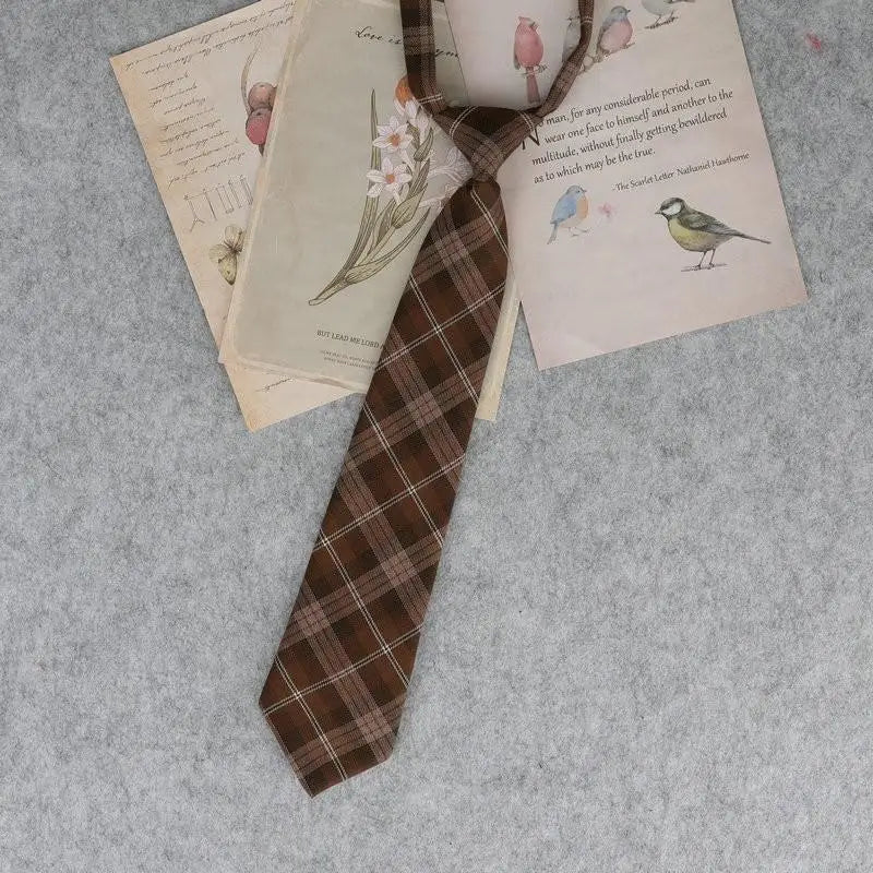 Lazy JK Ties Women Plaid Neck Tie Girls Japanese Style for White Shirts Uniform Cute Necktie Plaid School Boys Ties Accessories