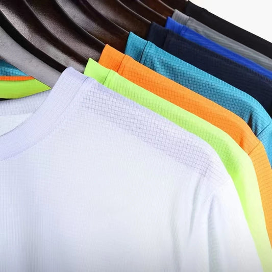 Men's Summer Black And White Solid Color Quick Drying Sports Short Sleeved Loose And Breathable Sports Running Trend