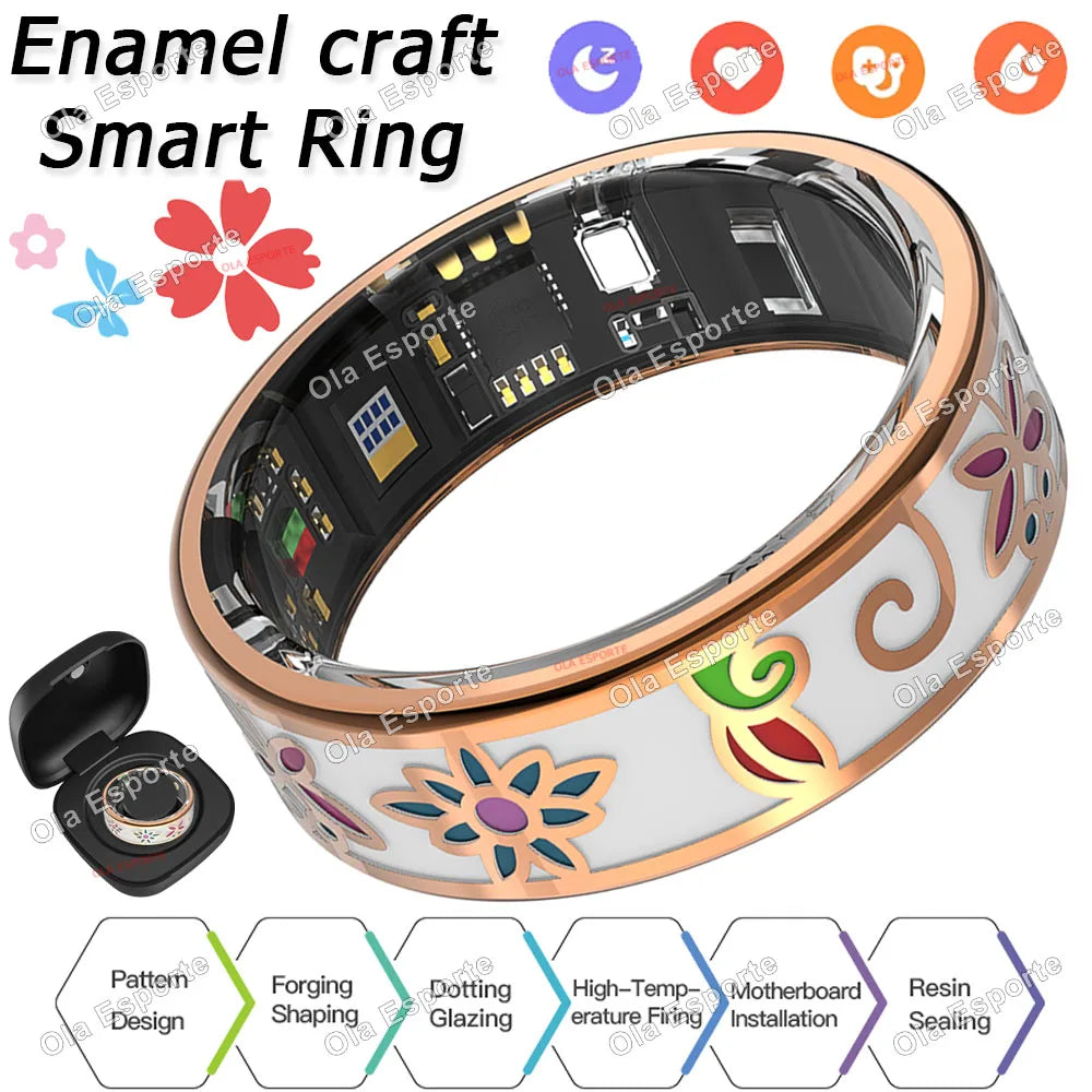 New2026 Smart Ring Color Enamels Women Female Stainless Steel Intelligent Finger Rings IP68 Waterproof Smartring Fitness Tracker