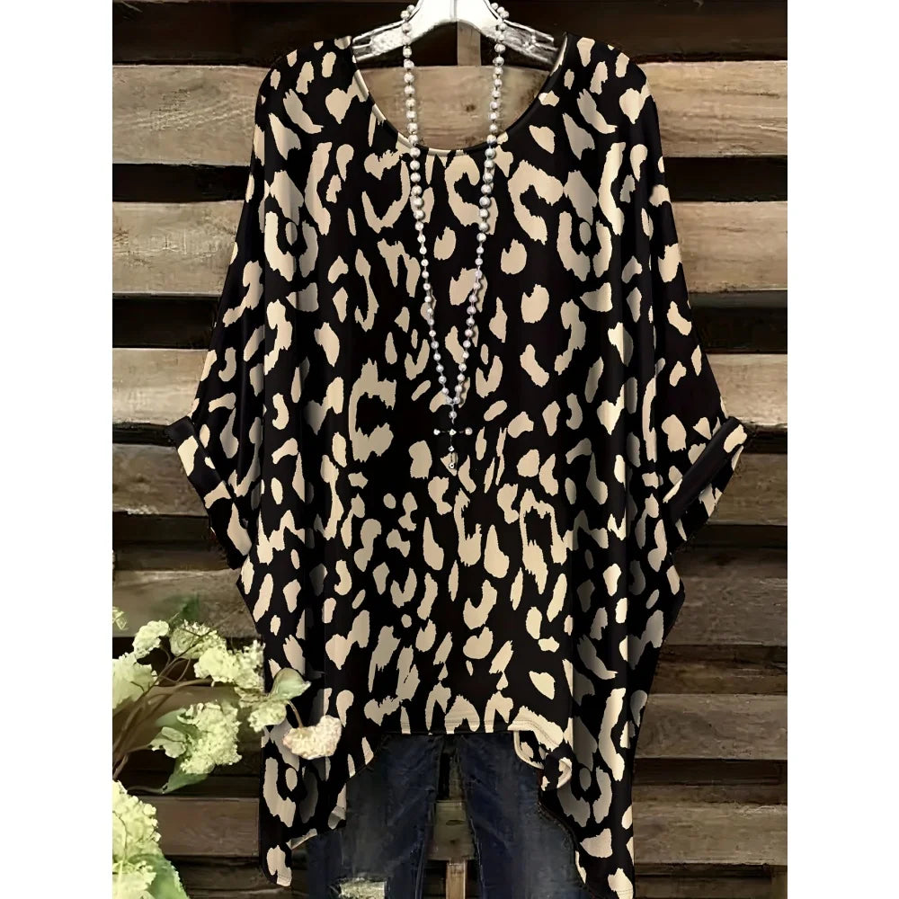 2025 New Women's T-Shirt Fashion Leopard 3D Print Tops Summer Sexy Round Neck Short Sleeve Tee Street Casual Loose Woman Clothes