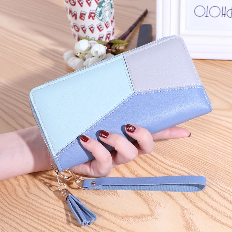 Fashion Zipper Wallets Womens Long Purses Handbags Coin Purse Cards Holder PU Leather Billfold Wallet