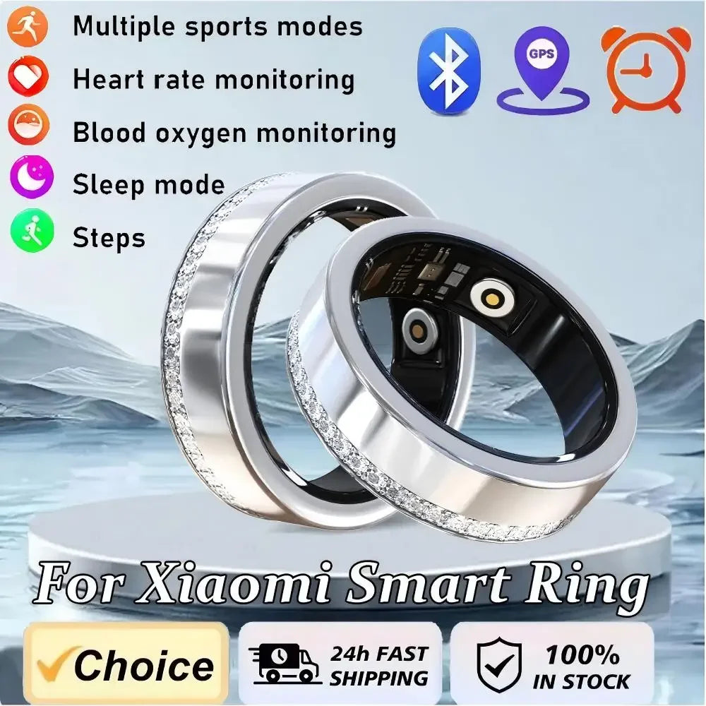 QINO R14 Smart Ring for Women Men, Fashion Health Monitor Heart Rate, Sleep & Menstrual Cycle Tracking, Waterproof Charge case