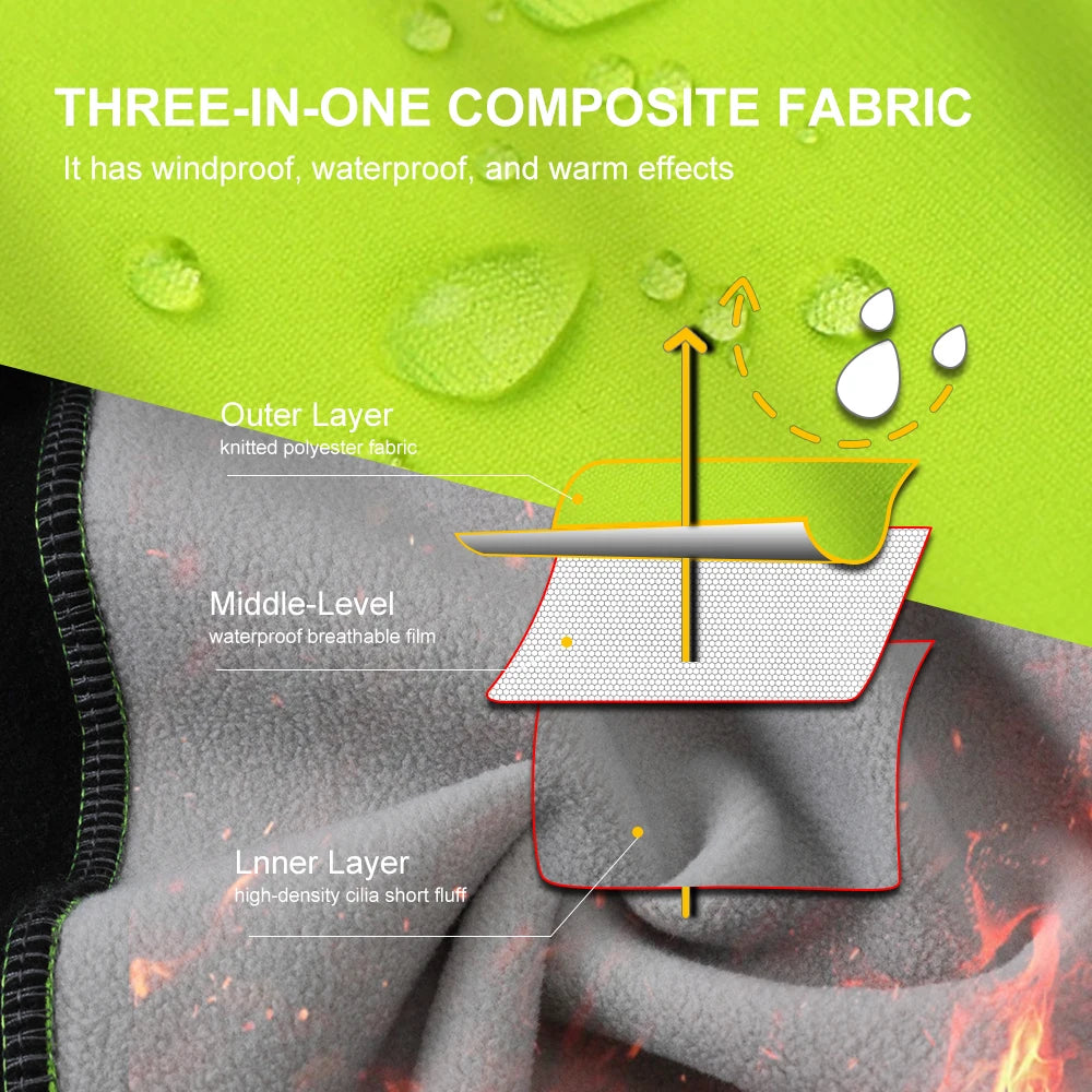 HISERWA Cycling Men's Jacket WindProof Fleece Pro Cycling Jackets Longsleeve Warm Soft Brushed Pro Breathable Bicycle Clothing