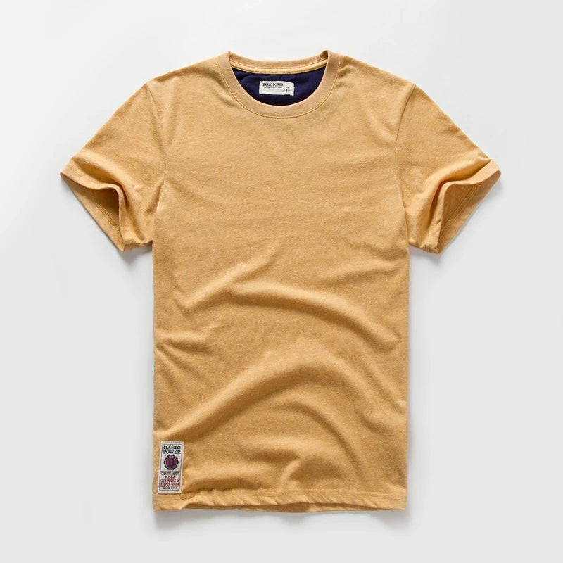 New Men Cotton Solid T-Shirt Mens Short Sleeve T-shirt Multi Pure Color Fancy Yarns T Shirt Color Wine White Blue