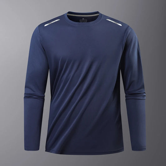Reflective Sport Gym T Shirt Men Quick Dry Running Bodybuilding Shirts Men Long Sleeve Fitness Pullover Top Spring Autumn