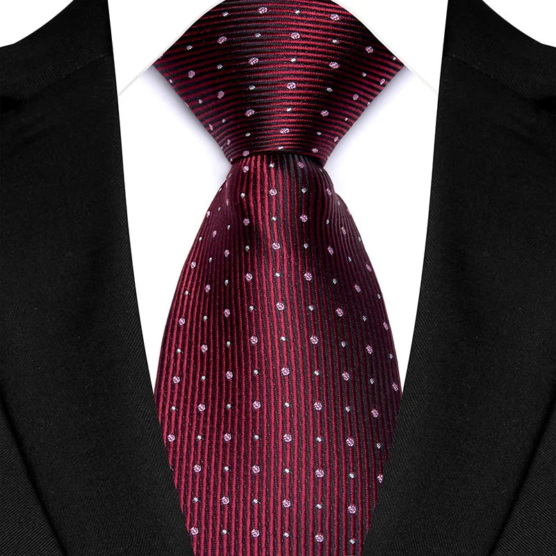 New Design Wedding 8CM Men Tie Dark Red Striped Paisley Flower Neckties For Men Business Party Groom Collar Accessories Gift