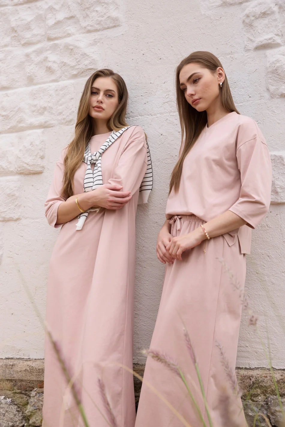 AS SS26 Fashion loose T-shirt dress + V neck T-shirt  + skirt  set casual style  woman clothes