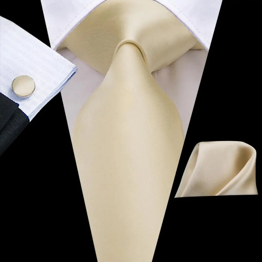 Hi-Tie Champagne Floral Paisley Silk Elegant Tie For Men Groom Wedding Men Necktie Pocket Square Cufflink Accessory Wholesale