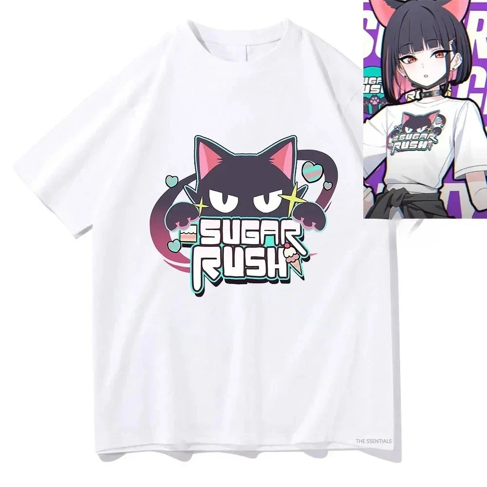 Blue Anime Archive T Shirts Sugar Rush Funny Women Clothing Unisex Streetwear Manga Cosplay Clothes Graphic T-Shirts
