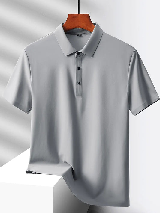 Selected popular nylon fabric dad's summer clothing middle-aged men's short sleeved T-shirt, summer ice silk quick drying mid