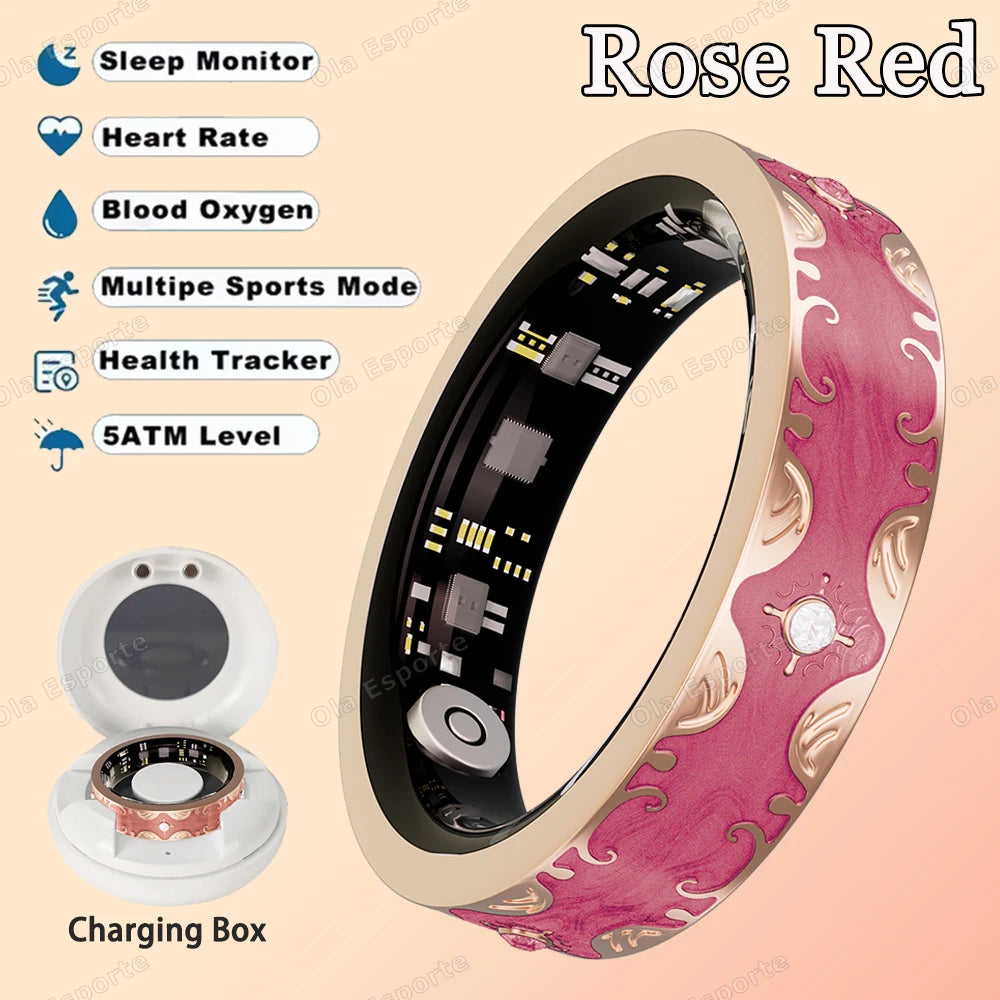 New Diamond Fashion Various Colors Available Women Smart Ring With Box Waterproof Lady ring Heart Rate Health Monitor Sport Ring
