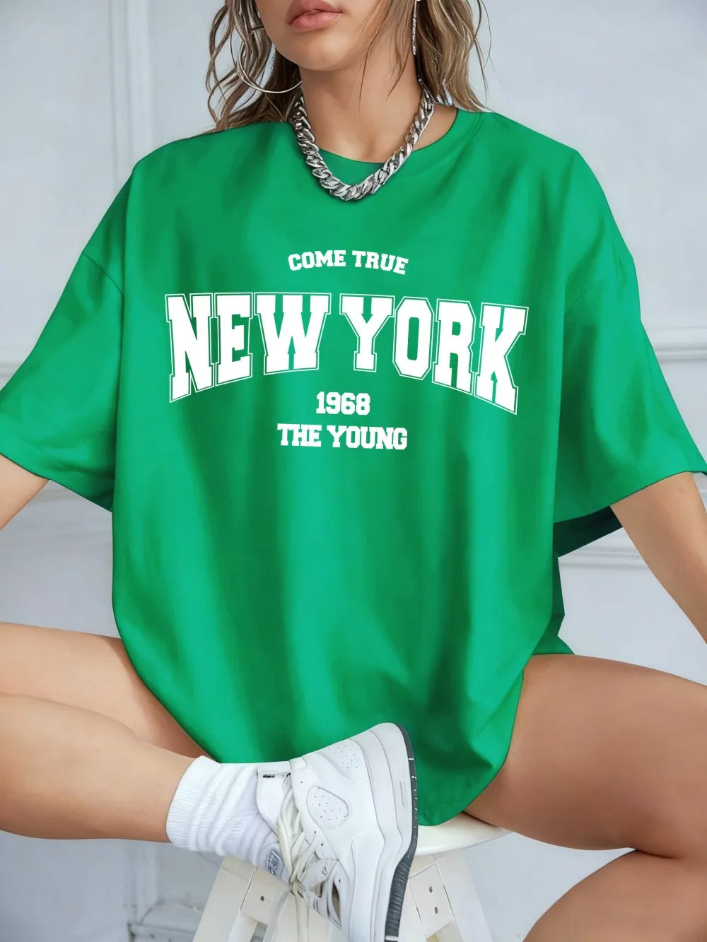 When 1968 The New York Is Young Cotton Woman Tshirts Oversize Daily Tshirts Creativity Streettshirt Individual Casual Clothes