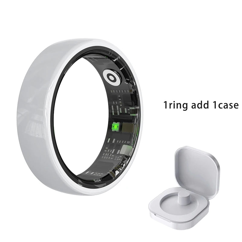 R12 Smart Ring with Charging Case ceramic ring Waterproof Women Health Ring Heart Rate Sleep Monitor Gesture Control SmartRing